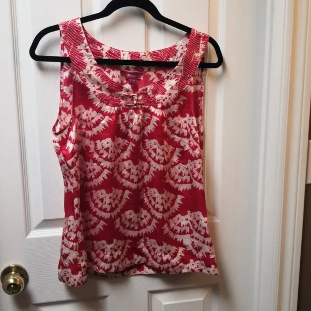 Monsoon Silk Blouse Red & White, sz 10/12